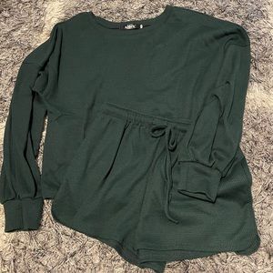 Dark Green waffle knit pajama set!